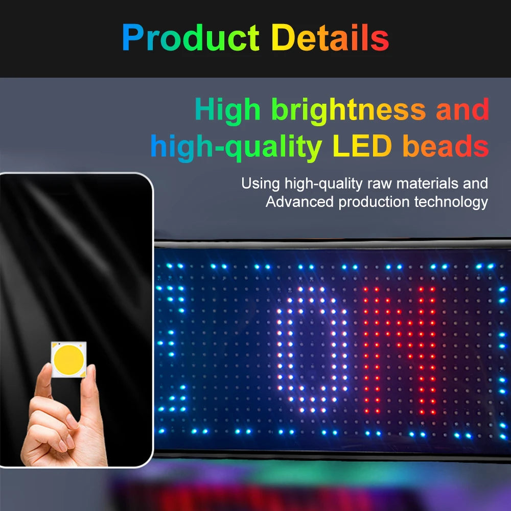 LED Eye Sign Truck Scrolling Advertising remote Control Light DIY Programmable Flexible LED Display for Car Truck Accessories