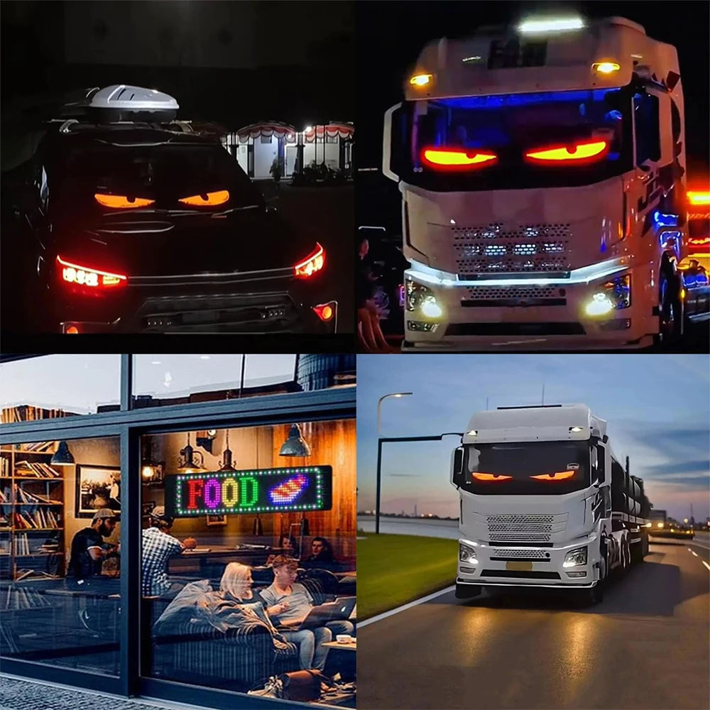 LED Eye Sign Truck Scrolling Advertising remote Control Light DIY Programmable Flexible LED Display for Car Truck Accessories
